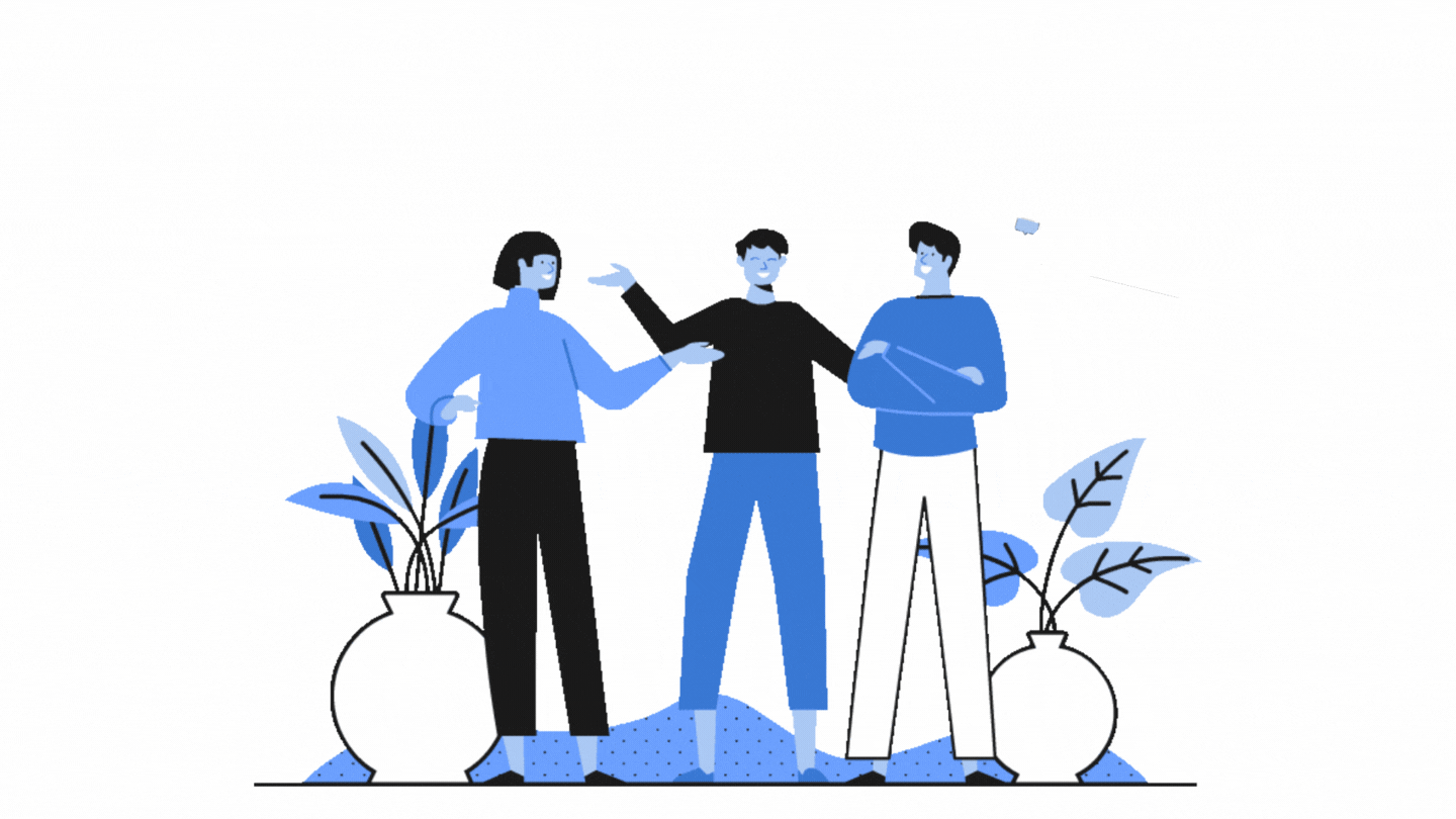 Icon drawing of three people talking