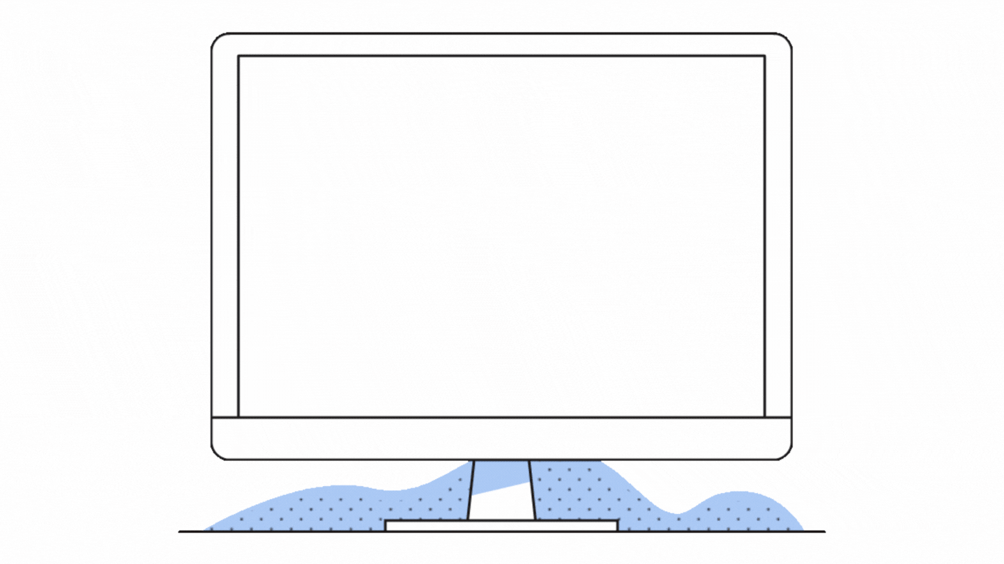 Line drawing of webpage with button click