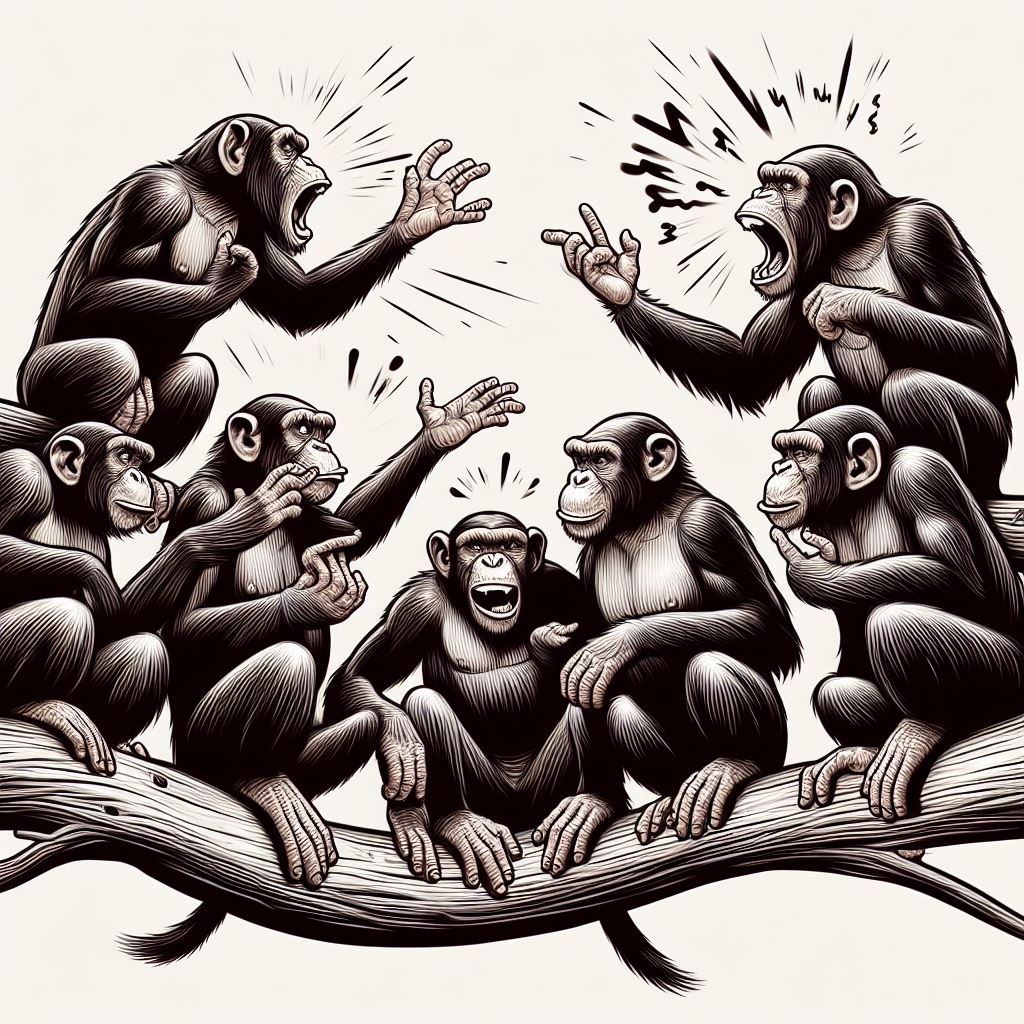 Image of Chimpanzees arguing