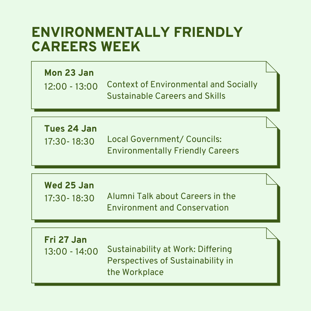 Environmentally Friendly careers week highlights