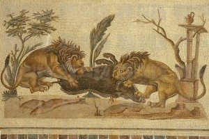 lion and boar mosaic