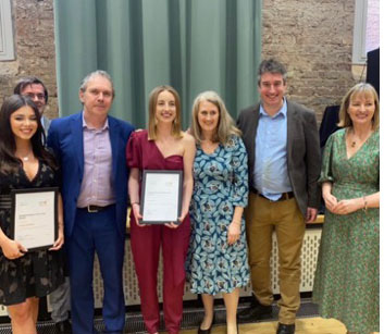 Students and staff of CfJ at the NCTJ Awards (L-R) Laoise Gallagher, Dr David Acheson, Professor Ian Reeves, Lily Morl, Nicola Johnson, Rob Bailey, Angela Harrison