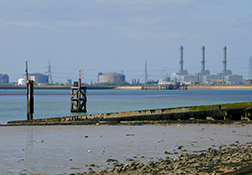 Looking from the Isle of Sheppey across the Medway to the Isle of Grain.
