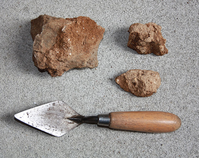 Mortar from the Roman building foundation at Trench C.