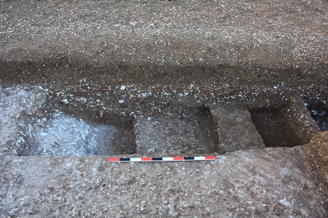 View of the anomaly pit with top layers partly excavated
