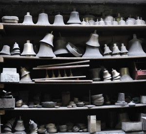 Customer's bell moulds at Whitechapel Bell Foundry