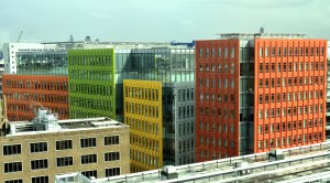 Coloured facades of Central St Giles buildings in Central London