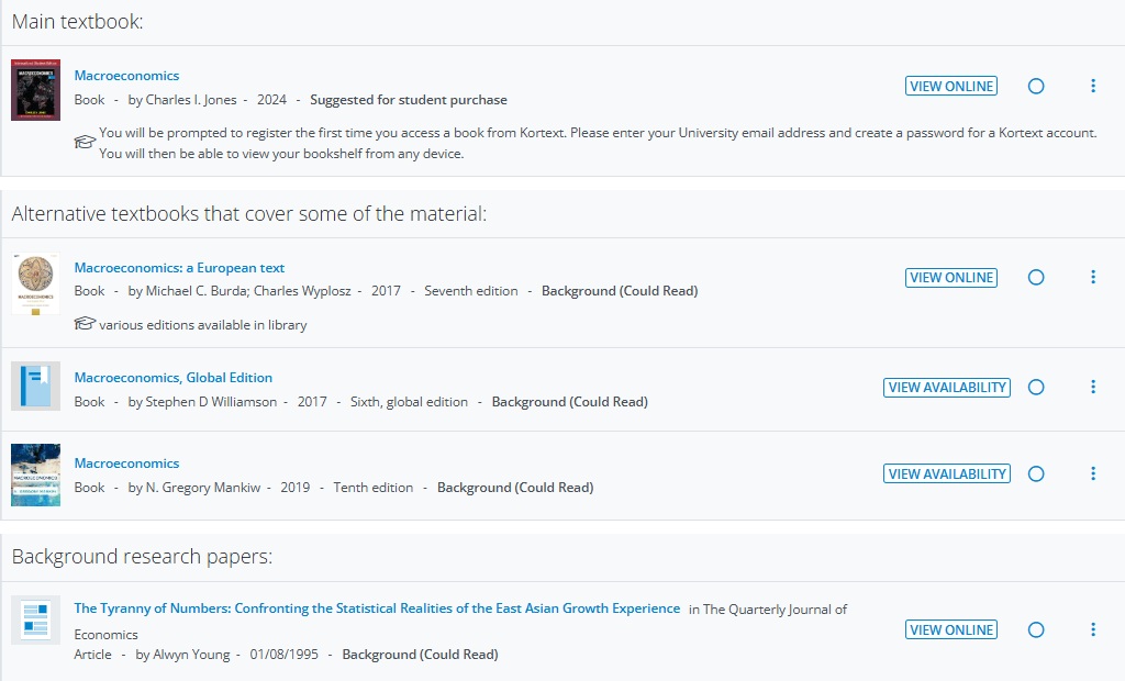 Image of a module reading list
