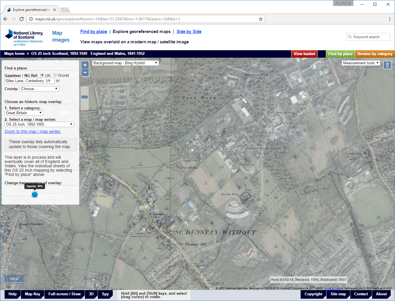 National Library of Scotland Georeferenced Map