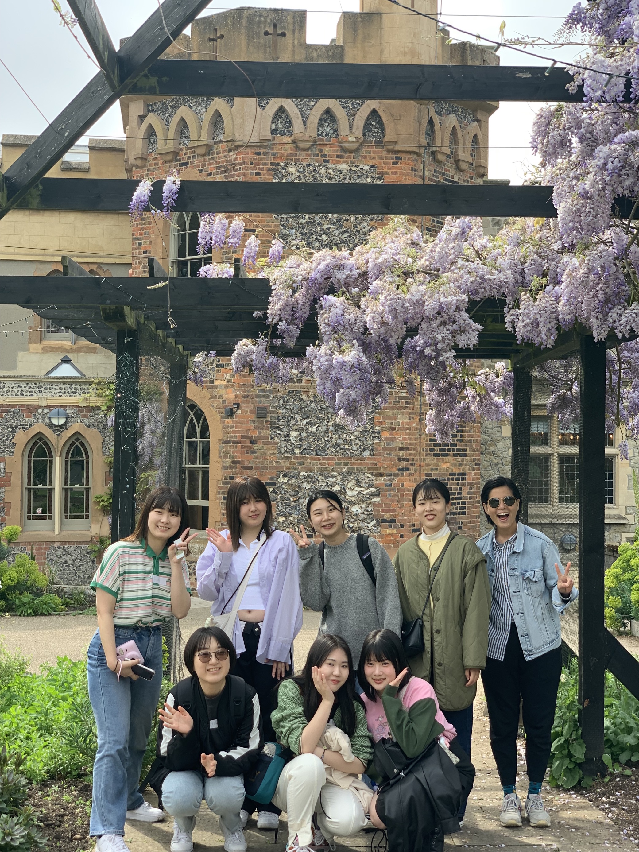 Group photo of pre-sessional students outside Whitstable Castle