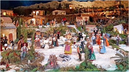 A nativity scene made of terracotta figures