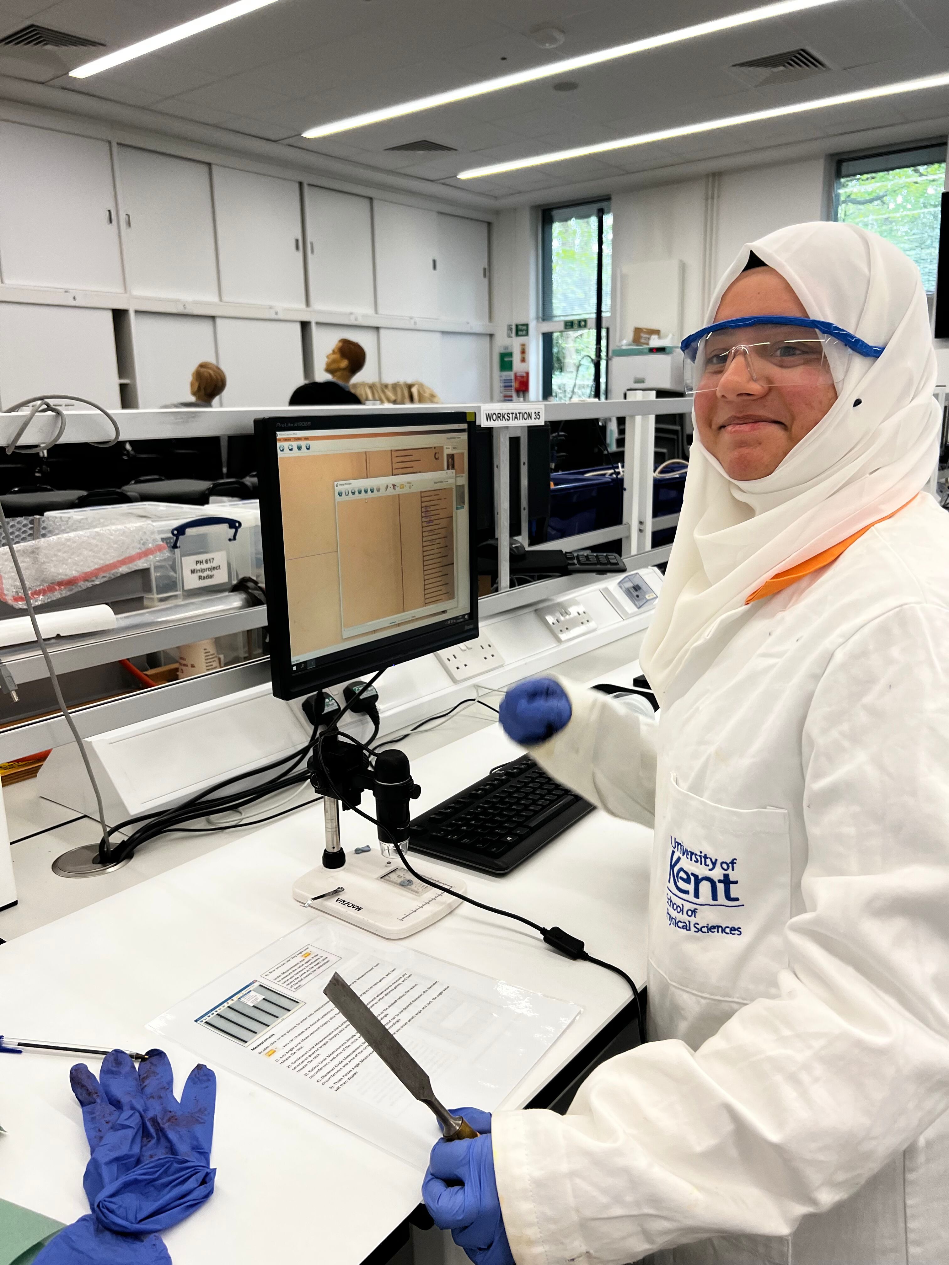 A student in a forensic lab at University of Kent