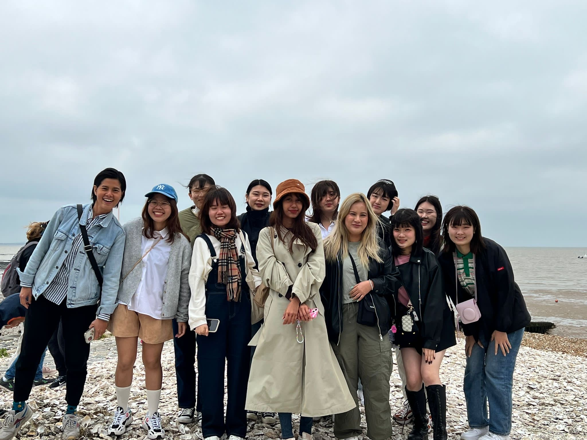 Group photo of pre-sessional students during our day trip to Whitstable