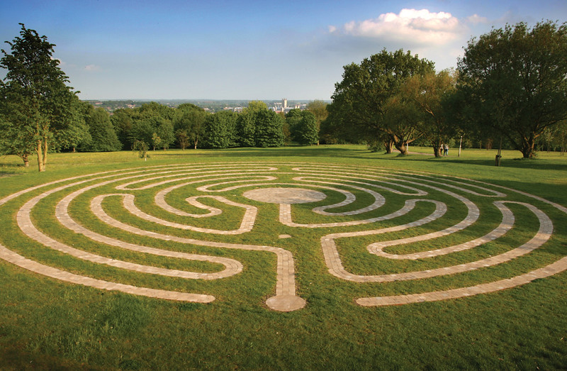 The University Labyrinth behind Eliot College.