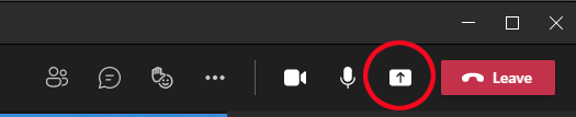 Share button is an up arrow icon in the control bar