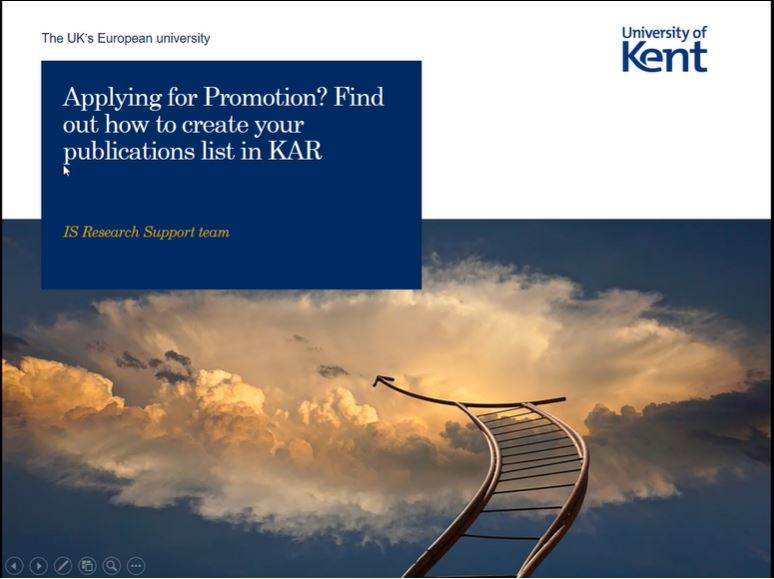 Video cover image: Applying for Promotion? Find out how to create your publications list in KAR