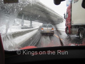 Snow and lorry on the Brenner Pass. Brrrr it was cold, too!