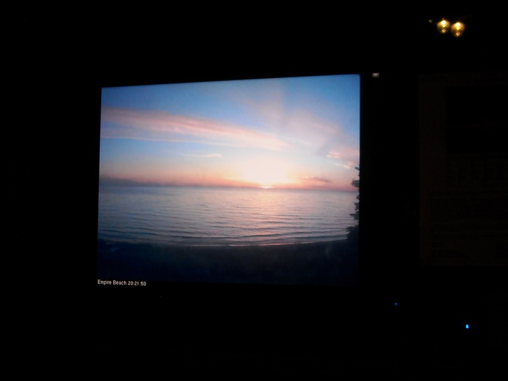 Empire Sunset live on a screen in Whitstable, UK early in the morning BST.