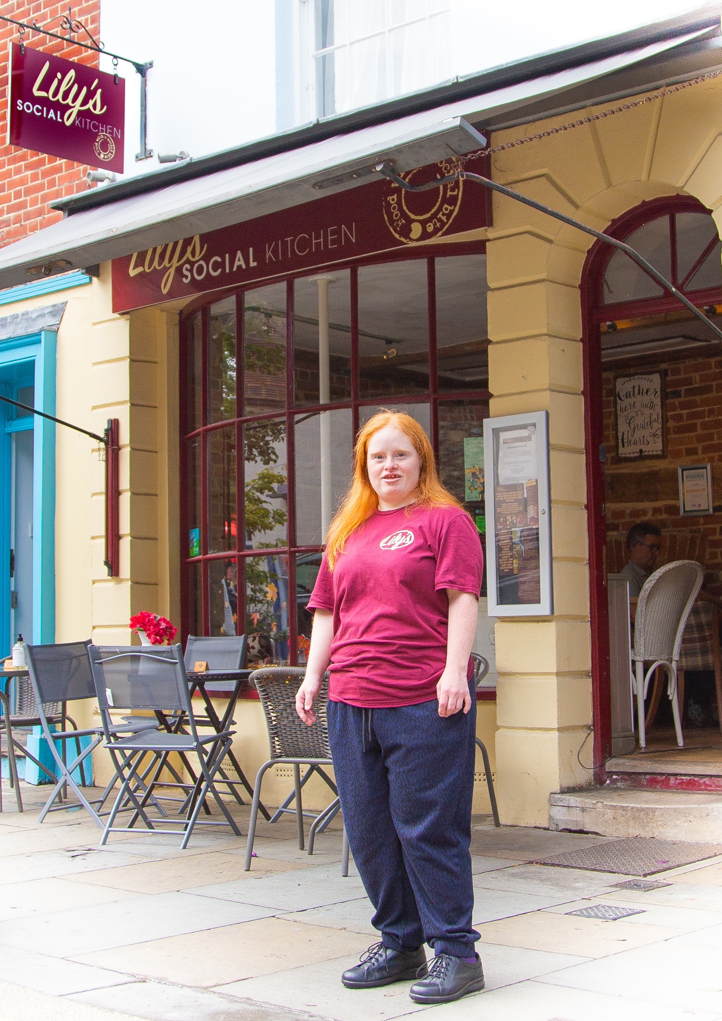 A photo of a service user outside Lily's Social Kitchen