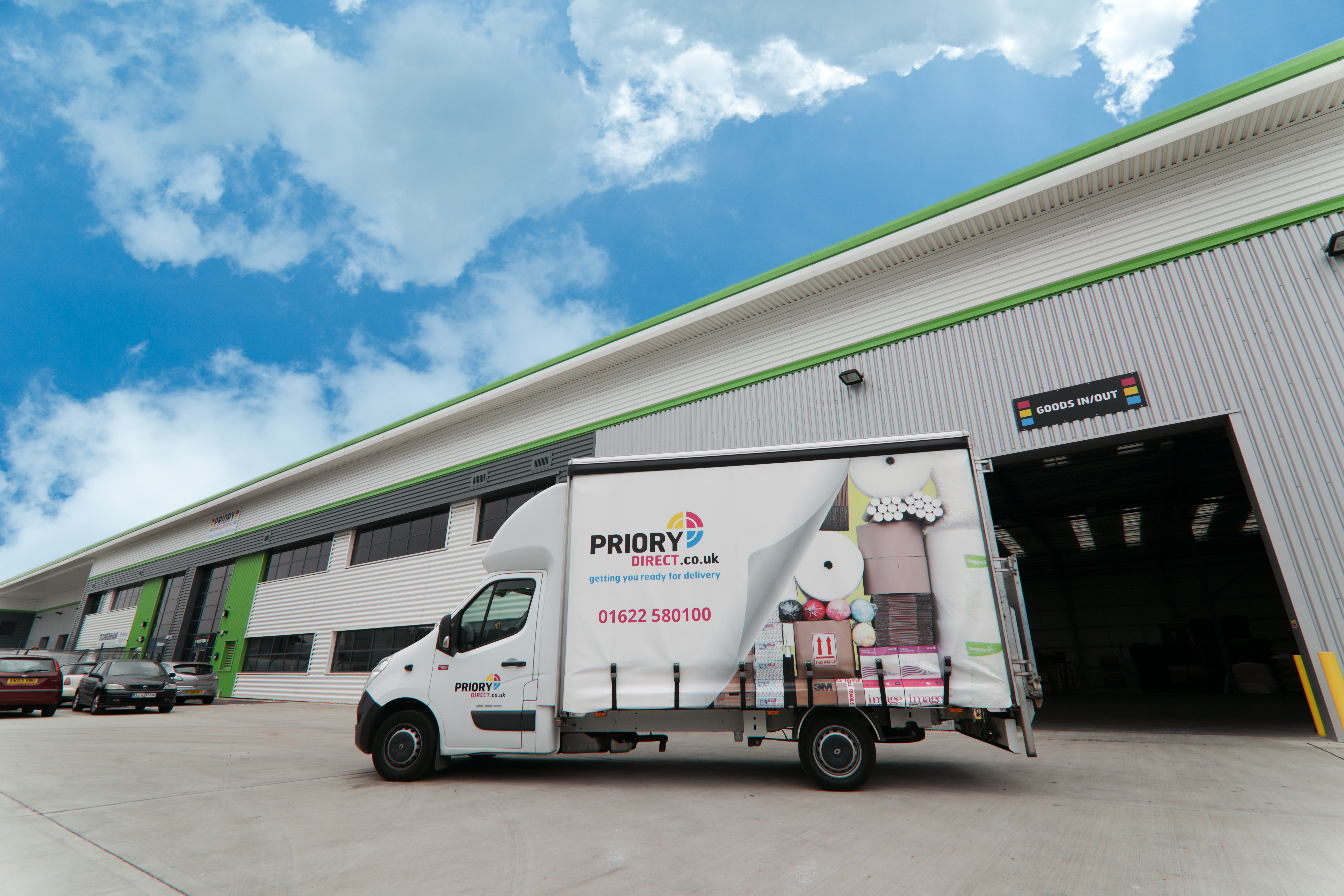A priory direct van outside their Larkfield HQ