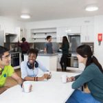 An image of university of kent students in a student kitchen