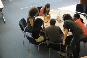 An image of a group of university of Kent students working together