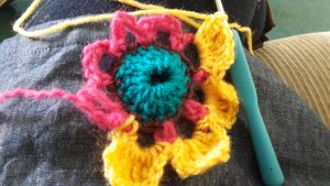 Yarn bomb flower 