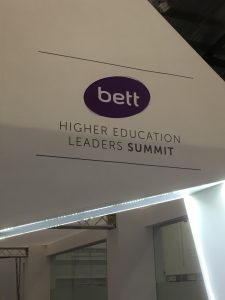 Image of entrance to the Higher Education Leaders Summit at BETT 2017