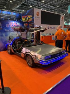 Shot of the DeLorean car used as the time machine in the Back to the Future Films