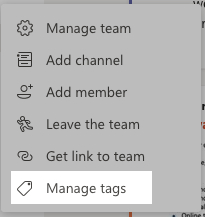 Screenshot of the manage tags option