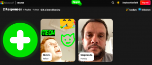 Screenshot of video selfies showing responses made to the icebreaker topic Flipgrid