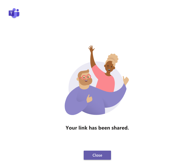 Cartoon of a man and a women giving the 'thumbs up' to confirm the link to your grid has been shared
