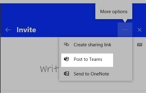 A screenshot showing the sharing options for a whiteboard