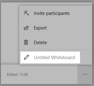 A screenshot highlighting the pencil icon to click in order to edit the whiteboard name