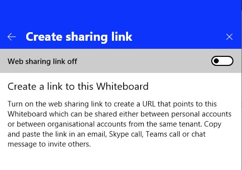 a screenshot of the option to create a sharing link to a whiteboard