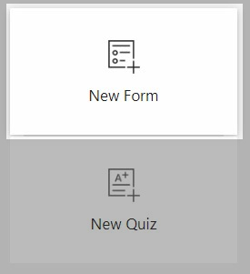 A screenshot from microsoft forms, highlighting the new forms button