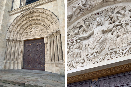 Two photographs of the entrance of the basilica Saint-Denis