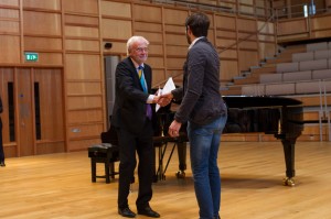 John Craven presents Gordon Wood with his award