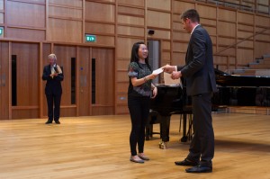 Dan Lloyd presents Carina Evans with her prize