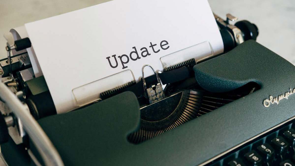 Typewriter with the word "Update"