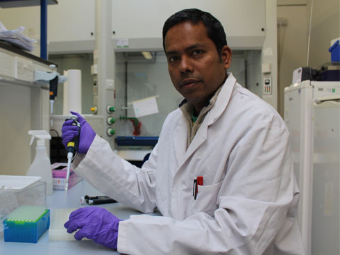 Dr M. Abdul Aziz in the genetics lab