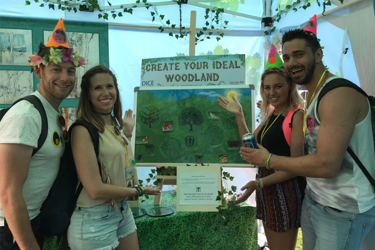 Participants playing the 'Create your ideal woodland' game