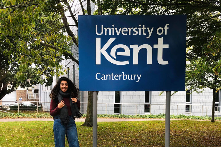 Farah arrives at the Kent campus