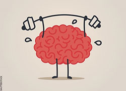 Graphic of a brain lifting weights