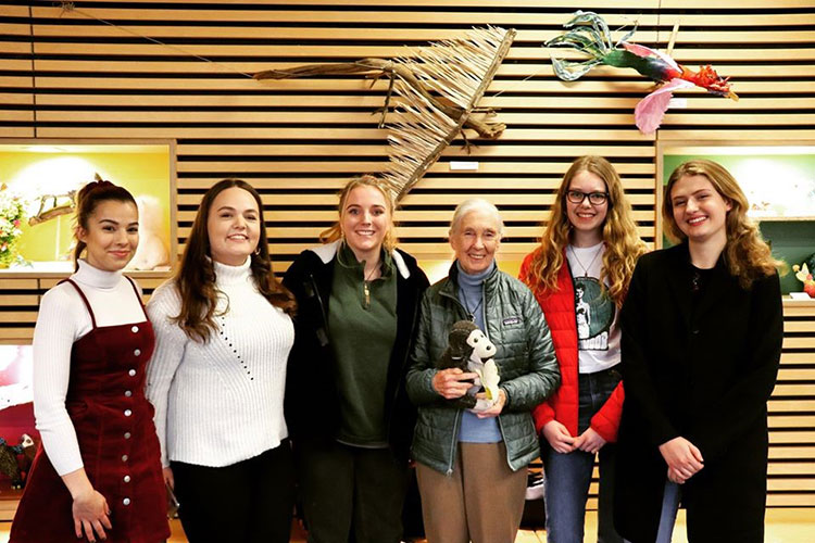 Members of Anthropology Society with Dr Jane Goodall, guest speaker at the DICE Annual Lecture 2020