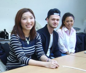 Charlotte Lam (left) talks to students about her career experiences