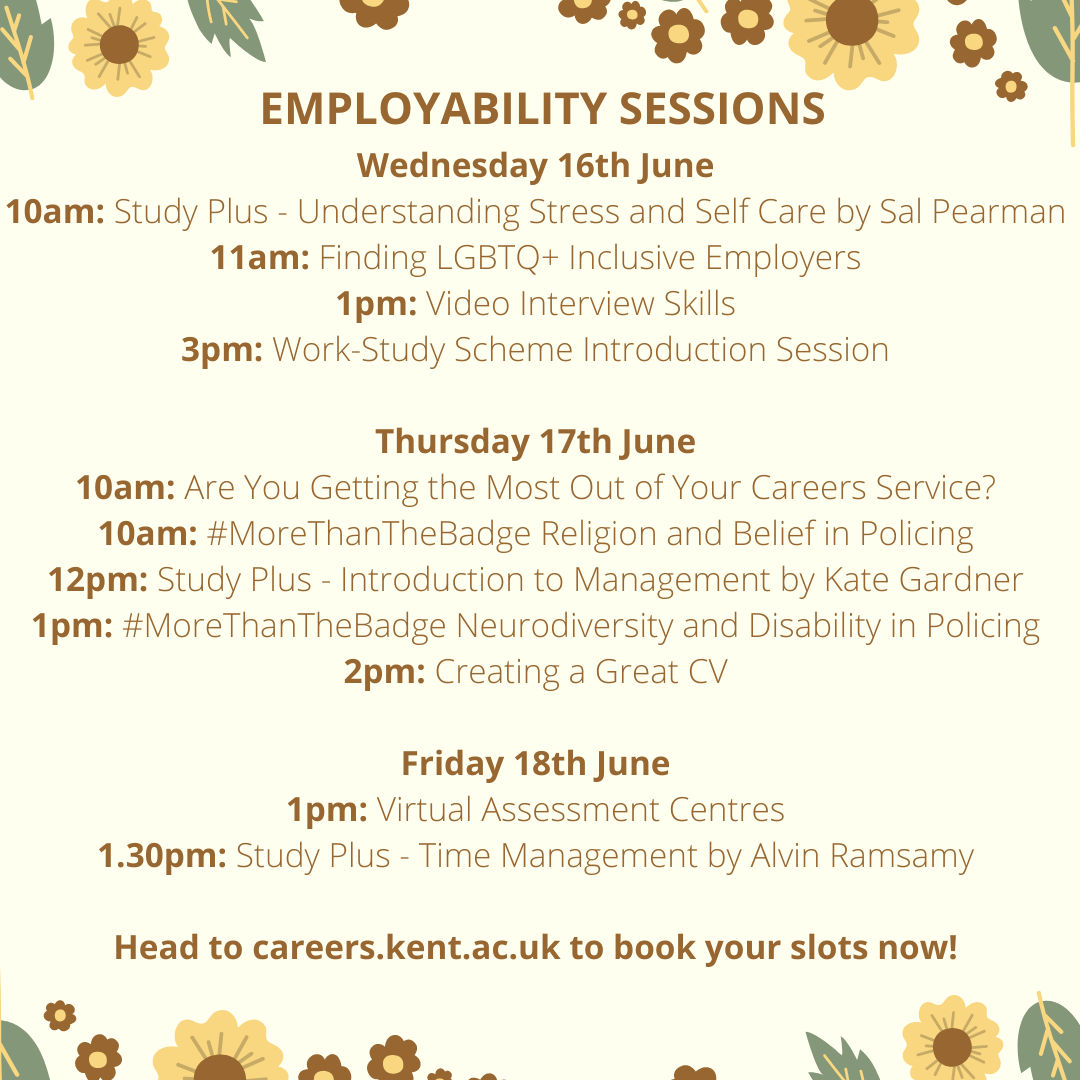 Careers events week beginning 14 June