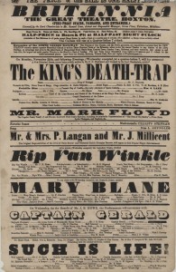 Playbill from Britannia Theatre, 25th November 1867