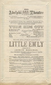 Programme for Little Em'ly at the Adelphi Theatre, 1875