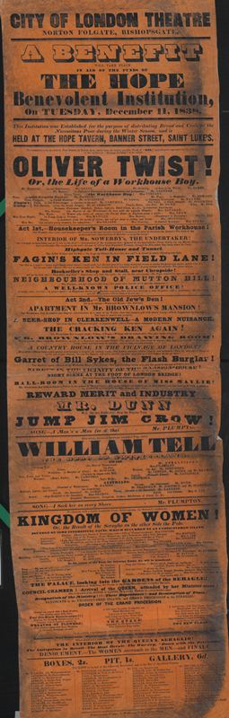 Playbill for Oliver Twist, 1838